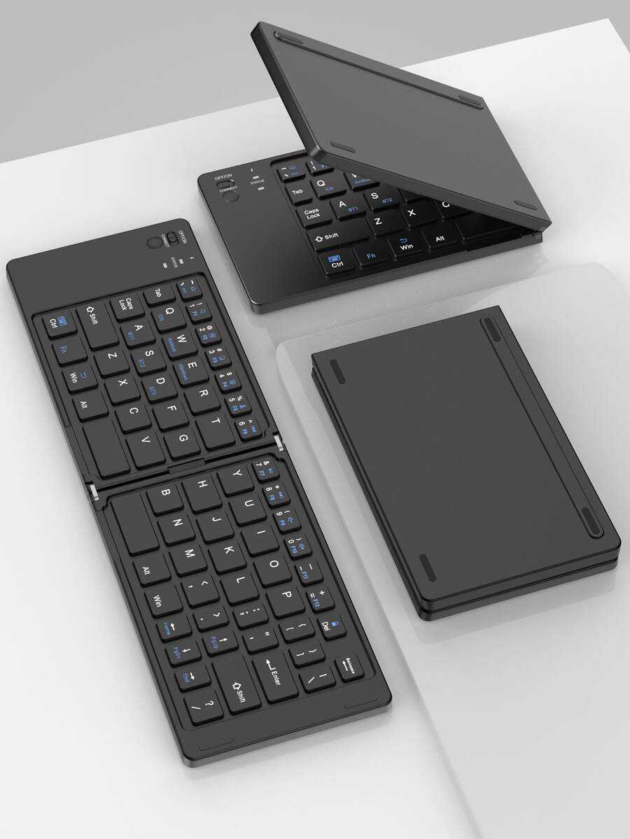 Keyboard Lipat, Keyboard Lipat Ganda, Keyboard Bluetooth Tablet, Keyboard Nirkabel untuk PC Versi Android Ringan dan Ringkas, Keyboard Portabel, Cocok untuk Rumah, Kantor, dan Perjalanan Bisnis, Warna Hitam - View 1