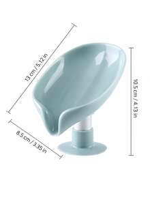 1pc Leaf-Shaped Soap Dish With Drainage Function, Suction Cup Soap Holder, Bathroom Accessory, Soap Storage Box, Bathroom Storage & Organization (Grey, Green) Home Bathroom Decor Autumn Decor Back To School - Multiple Styles and Colors - View 3
