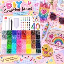 40 Color Box Flat Back Resin Rhinestones, DIY Rhinestone Craft Set, Decorate Cups, Phone Cases, Perfume Bottles, Makeup Mirrors, Bags And Clothing Modification, Creative Handmade Inlay Accessories - Multicolor - View 6
