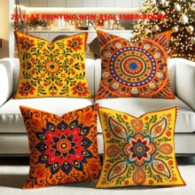 4 Stück Boho-Stil Kissenbezüge, Vintage-Muster Kissenbezüge, Mandala-Muster quadratische Kissenbezüge, weiche und bequeme Kissenbezüge, Reißverschluss, perfekt für Wohnzimmer, Sofa, Bett, Schlafzimmer, Zimmer, Veranda, Terrasse, Auto, Büro, Heimdekoration und Geschenk, doppelseitiger Muster, Partydekoration Kissenbezüge, mehrere Größenoptionen, maschinenwaschbar (Kissenfüllung nicht enthalten), 150 g/m² - Verschiedenfarbig - Übersicht 7