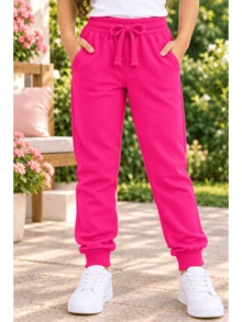 Young Girls Pants - Hot Pink - View 2