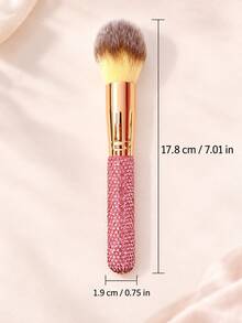 1pc Rhinestone Handle Makeup Brush, Rose Gold Metal Ferrule, Soft Fluffy Bristles, Shiny Makeup Tool, Suitable For Foundation, Blush, Contour, Highlighter, Base Makeup, Ideal For Daily Makeup, Travel And Gifting - Multicolor - View 9