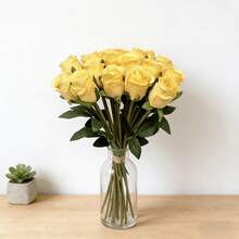 9 Pcs Artificial Rose Bouquet, Long Stem Faux Silk Roses, Home Living Room Dining Table Floral Decoration, Wedding Flower Arrangement Ornament - Multicolor - View 12