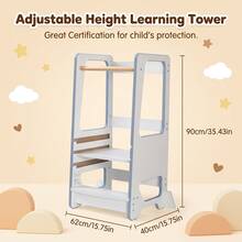 UBRAVOO Wooden Toddler Kitchen Helper Tower With Adjustable Height, Learning Standing Stool For Kids & Toddlers, Non-Slip Step Stool For Bathroom Kitchen - Blue - View 7