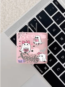 Pink Halloween Little Ghost Charger Protective Case + 1.4M Data Cable Protective Rope, Compatible With Apple 20W Charger, Minimalist Apple Charger Protective Shell, Suitable For 20W Phone 15/16 Pro Max Charging Cable Protector, Anti-Scratch, Anti-Bite, Compatible With 13/14 Plus/17/16PROMAX/18/18PROMAX Halloween Gift - Pink - View 4