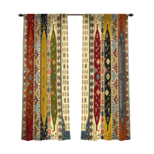 2pcs 2D Vibrant Geometric Pattern Decorative Traditional Print Outdoor Curtains, Designed For Patio, UV-Resistant, Suitable For Porch, Veranda And Awning, Also Can Be Used As Semi-Shade Decoration - Multicolor - View 11