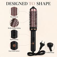 3-In-1 Heated Round Brush, Straightener And Curler With Digital Display, For Straightening, Big Waves, Root Volume, Fullness And Smooth Hair Texture, Women's Hair Styling Tool - Black - View 9