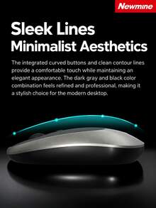 Newmine Wireless Dual-Mode Bluetooth Rechargeable Mouse Air Black-Grey Silent Ergonomic Mouse Office Gaming Compact Portable 3-Level DPI Compatible With Apple Mac Matebook Laptop IPad Air-02 - View 7