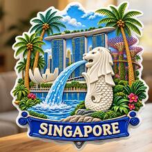Singapore Merlion Fridge Magnet, A Garden City Journey For Curious Kitchen Travel Memories For All Metal Surfaces Throughout The Home - A - View 6