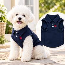 海軍藍 Polo 衫，透氣珠地布料，適合貴賓犬和比熊犬，柔軟舒適，適合戶外/海灘 春季/夏季/秋季 - 藏蓝色 - 查看 7