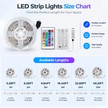 1pc Multi-Color RGB Decor LED Light Strip, 24 Keys Remote, Battery Operated No Plug Self-Adhesive Cuttable Lights For Christmas, Halloween, Birthday, Wedding, Window, Cosplay Background Party Decor (Batteries Not Included) - 24Key DCH - View 2