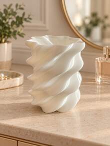 1pc Spiral Cosmetic Storage Cup, Decorative Wavy Makeup Brush Holder, Suitable For Makeup Brushes, Lipsticks, Mascara And Beauty Tools, Adds Elegant Atmosphere To Vanity, Bathroom Countertop, Bedroom Or Office Desk. Vanity Storage, Cosmetic Rack, Desktop Decor, Cosmetic Storage, Room Decor - Multicolor - View 9