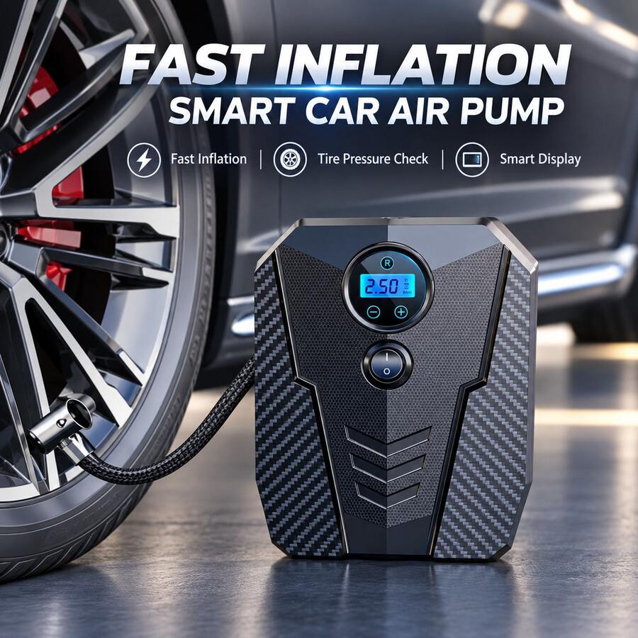 Baterai Kapasitas Besar 4*1500mAh, Jump Starter Portabel dengan Kompresor Udara - Booster Baterai 12V, Lampu LED, Output USB Pengisian Cepat, Multi-Proteksi, Termasuk Kabel Jumper, Pompa Udara, dan Adaptor Mobil. - Kabel - View 1