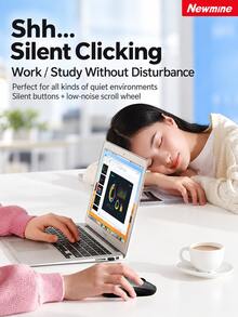 Newmine Wireless Dual-Mode Bluetooth Rechargeable Mouse Air Black-Grey Silent Ergonomic Mouse Office Gaming Compact Portable 3-Level DPI Compatible With Apple Mac Matebook Laptop IPad Air-02 - View 5