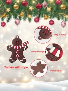 24pcs/Set Christmas Gingerbread Man Ornaments, Christmas Decor Hanging Pendants, Christmas Tree Hanging Decorations, Christmas Tree Decor Props, Holiday Scene Layout DIY Decorations, Holiday Centerpiece Atmosphere Decor - Multicolor - View 5