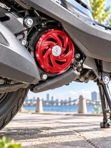 Motorcycle Engine Fan Cover CNC Aluminum Alloy Scooter Transmission Cover Spiral Design Side Cover Racing Style Motorcycle Accessories Modified Scooter Parts Colorful Decorative Engine Cover Universal Motorcycle Upgrade Parts - A - View 4