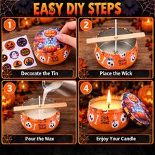 DIY Candle Making Kit, 10pcs 2.5oz Halloween Pattern Empty Candle Jars With Lids, Includes Candle Wicks, Wick Stickers And Wooden Wick Holders, Handmade Candle Craft Materials, Halloween Party Decoration Gifts - Halloween - View 5