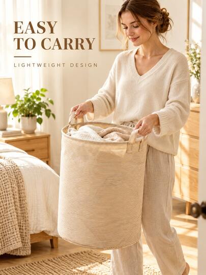 1PC Large Capacity Dirty Laundry Basket, Fabric Laundry Hamper For Clothes, Bedding, Toys Storage, Portable Laundry Basket For Bedroom, Bathroom, Laundry Room, Dorm, Multi-Functional Organizer Basket, Multiple Sizes Available
