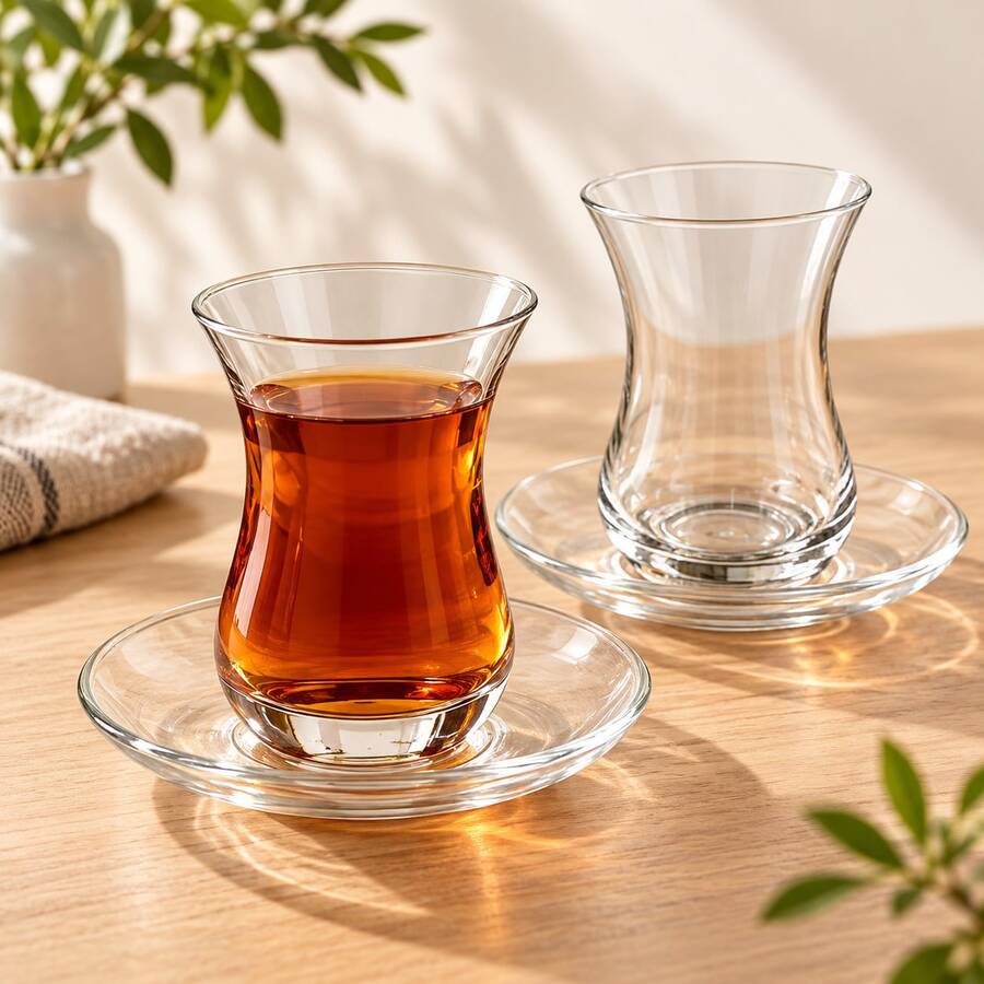 Set Cangkir Teh Tulip Kaca Borosilikat Tinggi Tebal, Anti Selip, Tahan Panas, 6 Buah, Cangkir, Set Peralatan Makan (Termasuk Tatakan Cangkir Kaca yang Serasi), Satu Cangkir Teh, Set Cangkir Gaya Transparan Minimalis, Sepenuhnya Transparan Tanpa Pola, Bentuk Tulip dengan Pinggang Ramping, Pinggiran Bulat Melengkung, Pegangan Ergonomis, Cocok untuk Teh Merah, Teh Buah, Teh Sore di Rumah, Sarapan, Resepsi Tamu, Pesta Liburan, dan Acara Minum Sehari-hari - MultiWarna - View 1