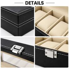 Luxury Classic PU Leather 6-Slot Watch Display Box | Men's Watch Collection Organizer With Transparent Glass Lid And Velvet Lining, Suitable For Vanity Display And Gift For Watch Enthusiasts - Multicolor - View 4