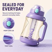 QWEPPSU 1600ml Large Capacity Water Bottle With Tea Infuser, Scale, Straw, Handle, Heat-Resistant, For Fitness, Tea Brewing, And Sports - Lilac Purple - View 3