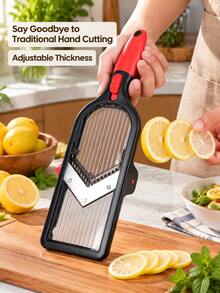 1 Set Adjustable Stainless Steel Blade Handheld Vegetable Slicer Kitchen Tool - Multicolor - View 2