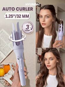 32mm Automatic Curling Iron, One-Touch Auto Curler, 3 Temperature Settings, Bi-Directional Rotation, Fast Heating, Anti-Scald Ceramic Ionic Curling Wand, Suitable For Natural Curls, Big Waves And Daily Hairstyles - UK Plug(220-240V) - View 9