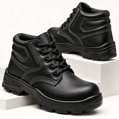 Bota Masculina de Trabalho Cano Médio Reforçada Solado Robusto Antiderrapante