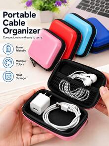 Cable Organizer Bag, Zipper Card Bag, Earphone Storage Bag, Lipstick/Cosmetic Storage Bag, Small Storage Organizer Case For Electronic Accessories, Portable Hard Shell Carrying Bag With Mesh Pocket,Travel Essential, Office Supplies,Halloween Gift - Multicolor - View 10