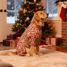 1PC Christmas Dog Pajamas - Soft Warm And High Stretch Full Coverage Pet Rompers, Anti Licking & Bug Protective Jumpsuit For Small Medium Large Dogs, Christmas All Over Printing Dog Clothes - Multicolor - View 7