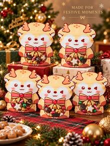 10pcs Reusable Christmas Reindeer Zipper OPP Snack Bags, Cute Cartoon Heat-Sealed Transparent Window Snack Packaging Bags, Suitable For Cookies, Candy, Holiday Parties, Gifts And Holiday Table Decoration - Multicolor - View 3