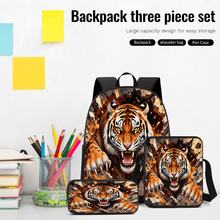 Set 3 Buah Motif Raungan Harimau Realistis 2D, Kantong Jala Elastis Samping untuk Botol Minum, Tali Bahu Lebar, Tebal, Bernapas, dan Dapat Diatur, Tas Penyimpanan Harian Modis untuk Bepergian dan Beraktivitas di Luar Rumah - Tas bercetak - View 5