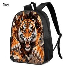 Set 3 Buah Motif Raungan Harimau Realistis 2D, Kantong Jala Elastis Samping untuk Botol Minum, Tali Bahu Lebar, Tebal, Bernapas, dan Dapat Diatur, Tas Penyimpanan Harian Modis untuk Bepergian dan Beraktivitas di Luar Rumah - Tas bercetak - View 13