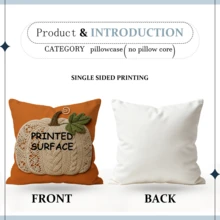 1pc 2D Printed Knitted Pumpkin Pattern Orange Bohemian Farmhouse Style Autumn Decorative Pillow Case, Sofa Cushion Home Decor, Not Embroidered, No Pillow Insert - Multicolor - View 5