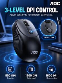 AOC MS300 Wireless Dual-Mode Bluetooth Mouse, Ergonomic Portable Office Mouse, Universal For Desktop And Laptop, Available In Black, White, Pink, And Multiple Colors - View 8