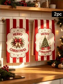 Christmas Tea Towel Kitchen Dishcloth Bathroom Hand Towel Printed Tea Towel Flower-Shaped Thickened Absorbent Tea Table Cloth Suitable For Kitchen And Bathroom Home Towels - Multicolor - View 5