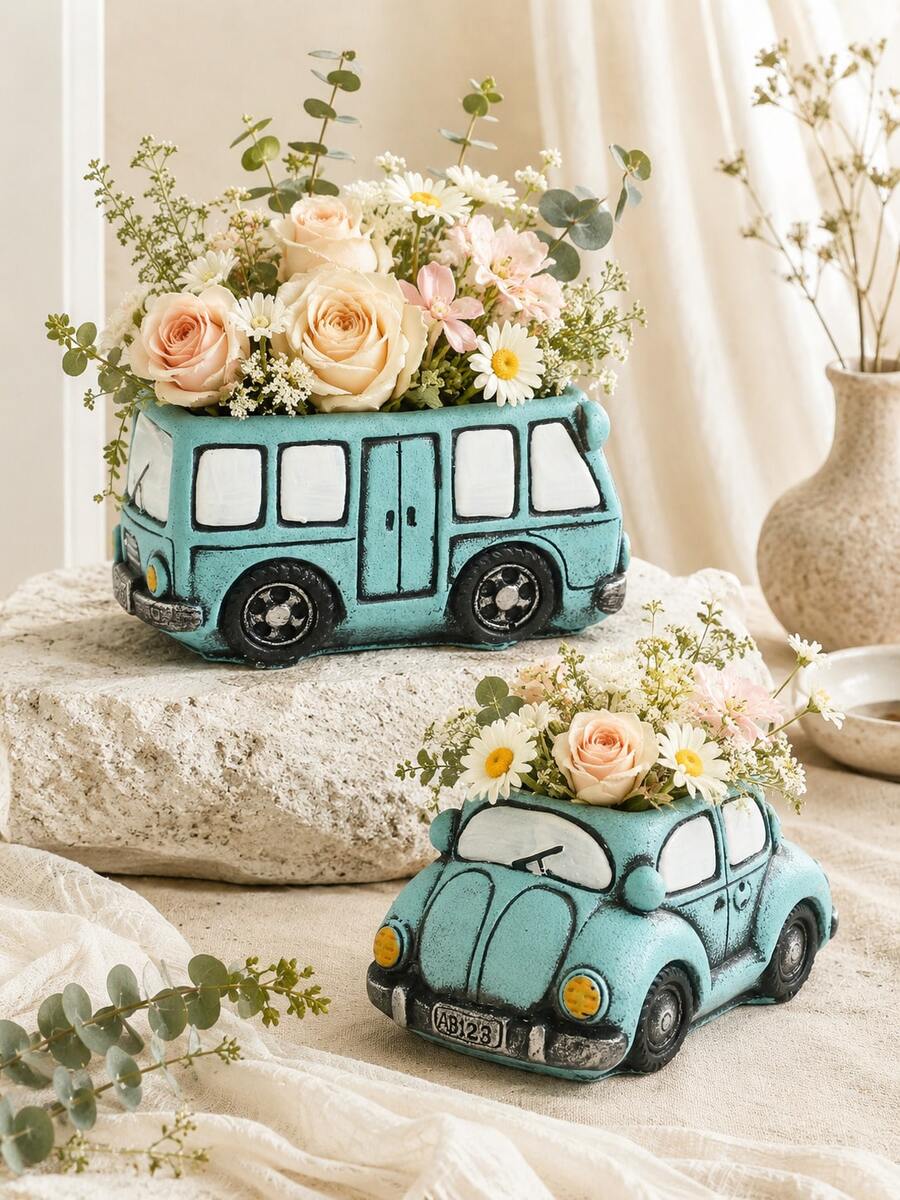 Vintage Creative Car Planter Garden Plant Succulent Planting Pot Desktop Flower Pot Cactus Plant Pot - Multicolor - View 1
