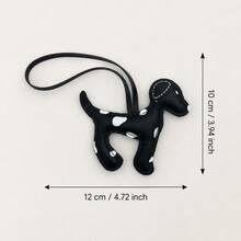 1PC/2PCS/3PCS Cute Spotted Puppy Pendant, Leather Strap Handmade Stitched Bag Charm, Backpack Accessory Small Gift - Black - View 10
