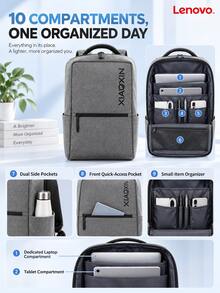 Lenovo AIR1 Lightweight Backpack, 420g Ultra-Lightweight, Multi-Compartment Storage, Suitable For Commuting, School, And Short Trips, Honeycomb Breathable Material, Reinforced Stitching On Shoulder Straps - View 3