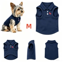 海軍藍 Polo 衫，透氣珠地布料，適合貴賓犬和比熊犬，柔軟舒適，適合戶外/海灘 春季/夏季/秋季 - 藏蓝色 - 查看 8