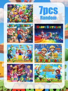 Splendor Birthday Theme Backdrop Cloth, 7 Designs Randomly Available With 1 Being Chosen. High-Definition Pattern. Suitable For Christmas, Halloween, Festivals And Daily Birthday Party Photo Setups. The Hanging Cloth Creates A Festive Atmosphere. - Multicolor - View 12