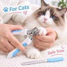 1 Set Pet Nail Clipper Set With Nail File, Stainless Steel Cat Dog Nail Trimmer, With Safety Protection, Non-Slip Handle, Easy To Trim Claw Care Grooming Tool, Suitable For Small And Medium Pets, Home Pet Grooming Supplies, Cat Dog Nail Clippers, Beginner-Friendly Tool - A - View 3