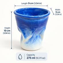 1pc Handmade Twisted Ceramic Cup, Asymmetrical Glazed Coffee Cup, Creative Artistic Coarse Pottery Tea Cup - Multicolor - View 9