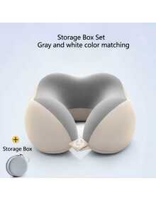 Ergonomic U-Shaped Neck Pillow With Storage Bag, Memory Foam Travel & Office Use, Removable Machine Washable Cover, Lightweight Portable Neck Pillow - Multicolor - View 8