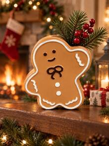 1pc Cute Gingerbread Christmas Vase, Small Flower Vase For Tabletop, Christmas Table Centerpiece, Holiday Shelf Decor, Living Room Kitchen Dining Table Home Decoration, Winter Xmas Decor - Selected Items - View 2