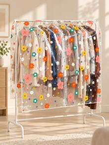 New Sunflower Pattern Dust Cover, Moisture-Proof Waterproof Visible Thickened Floor Standing Clothes Rack Garment Dust Cover - Multicolor - View 4