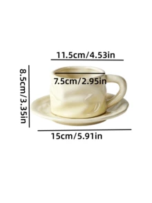 1 buah Mug Keramik Buatan Tangan dengan Desain Asimetris dan Tatakan, Cangkir Kopi Kreatif, Cangkir Susu dan Air untuk Rumah, Set Cangkir dan Tatakan Teh Sore, Hadiah yang Sangat Menarik - MultiWarna - View 11