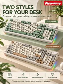 Newmine BK212 Wired Membrane Keyboard, 26-Key Anti-Ghosting, Ergonomic, RGB Backlit, External Keyboard For Office, Dorm, And PC, USB Plug And Play - View 2