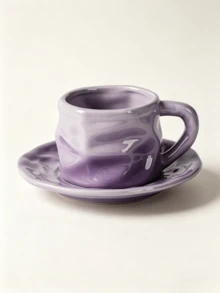 1 buah Mug Keramik Buatan Tangan dengan Desain Asimetris dan Tatakan, Cangkir Kopi Kreatif, Cangkir Susu dan Air untuk Rumah, Set Cangkir dan Tatakan Teh Sore, Hadiah yang Sangat Menarik - MultiWarna - View 15