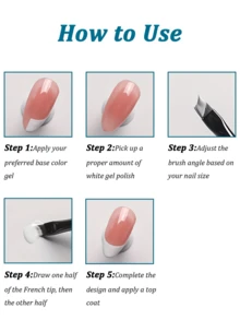 2/1pc French Manicure Brush Set, Angled Crescent Flat Head Brush, Crescent-Shaped Precision Nail Art Tool, Suitable For French Manicure, Gel Nail Polish Ombre, Outlining And Detail Painting, Fine Line Nail Brush For Precise Lines And Delicate Details - Multicolor - View 4